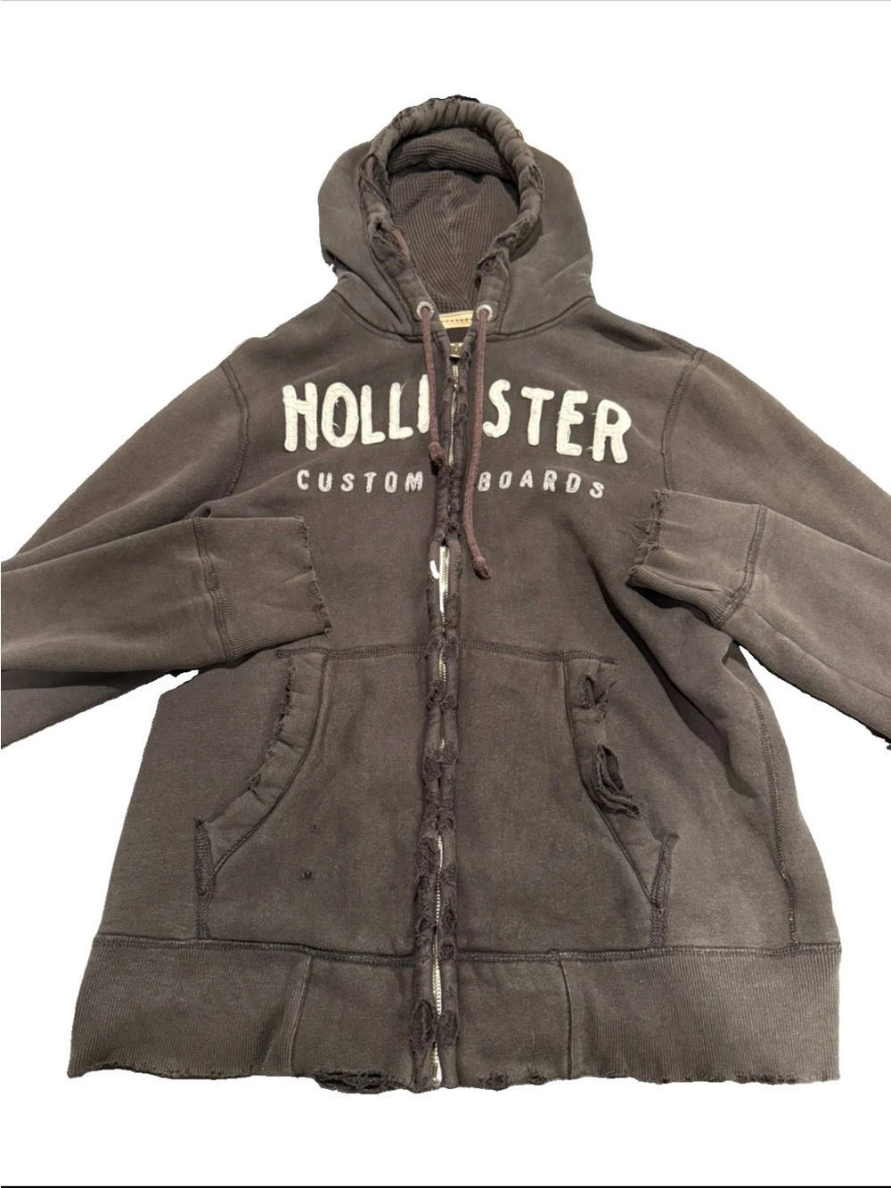 Y2K Hollister Full Zip Distressed Men's Hoodie
XL Vintage Sweatshirt Brown